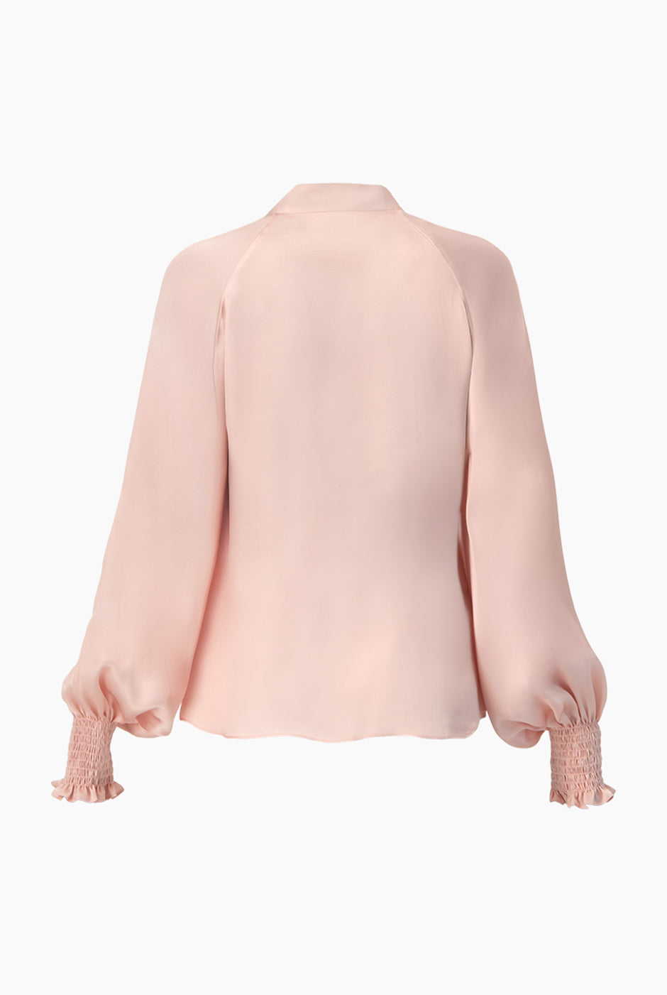 Blusa recta rosa palo de cuello mao con botones y mangas largas