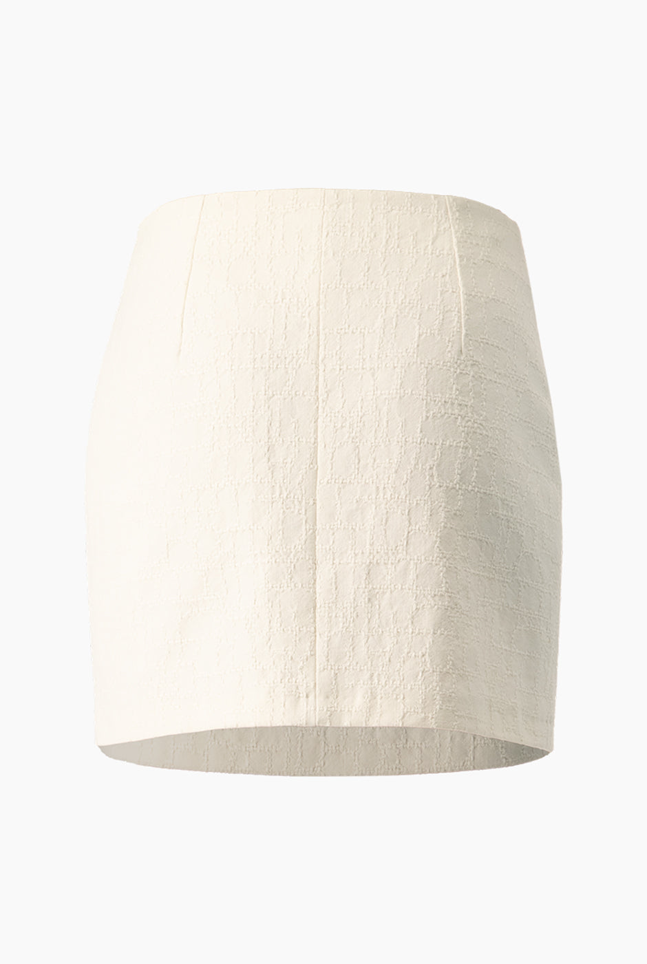 Falda corta marfil con cierre lateral elegante