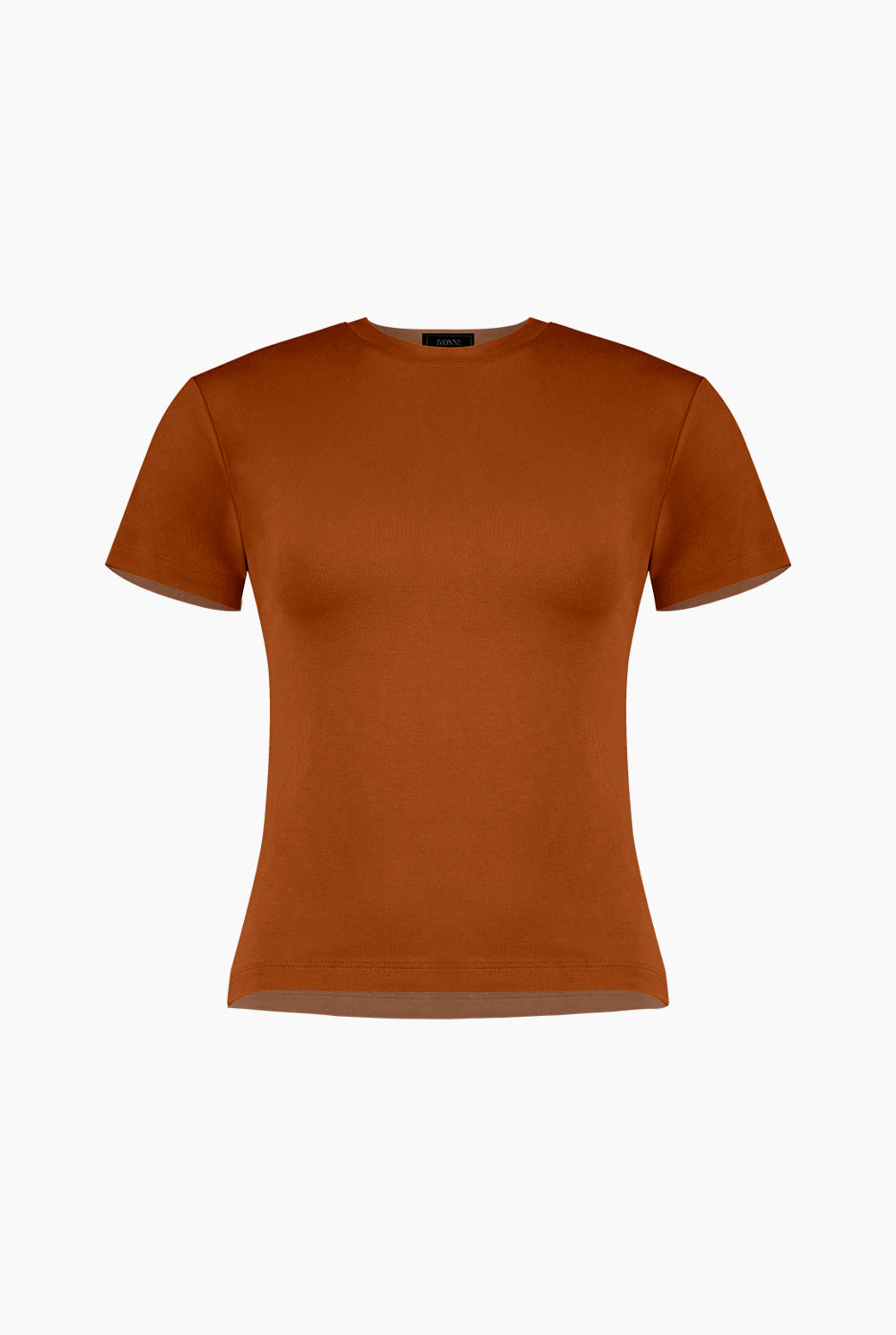 Playera básica café manga corta con cuello redondo