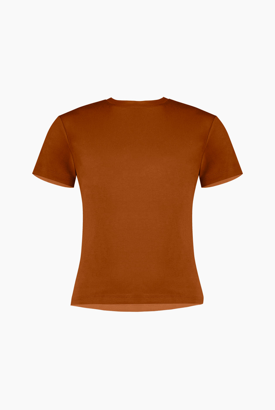 Playera básica café manga corta con cuello redondo