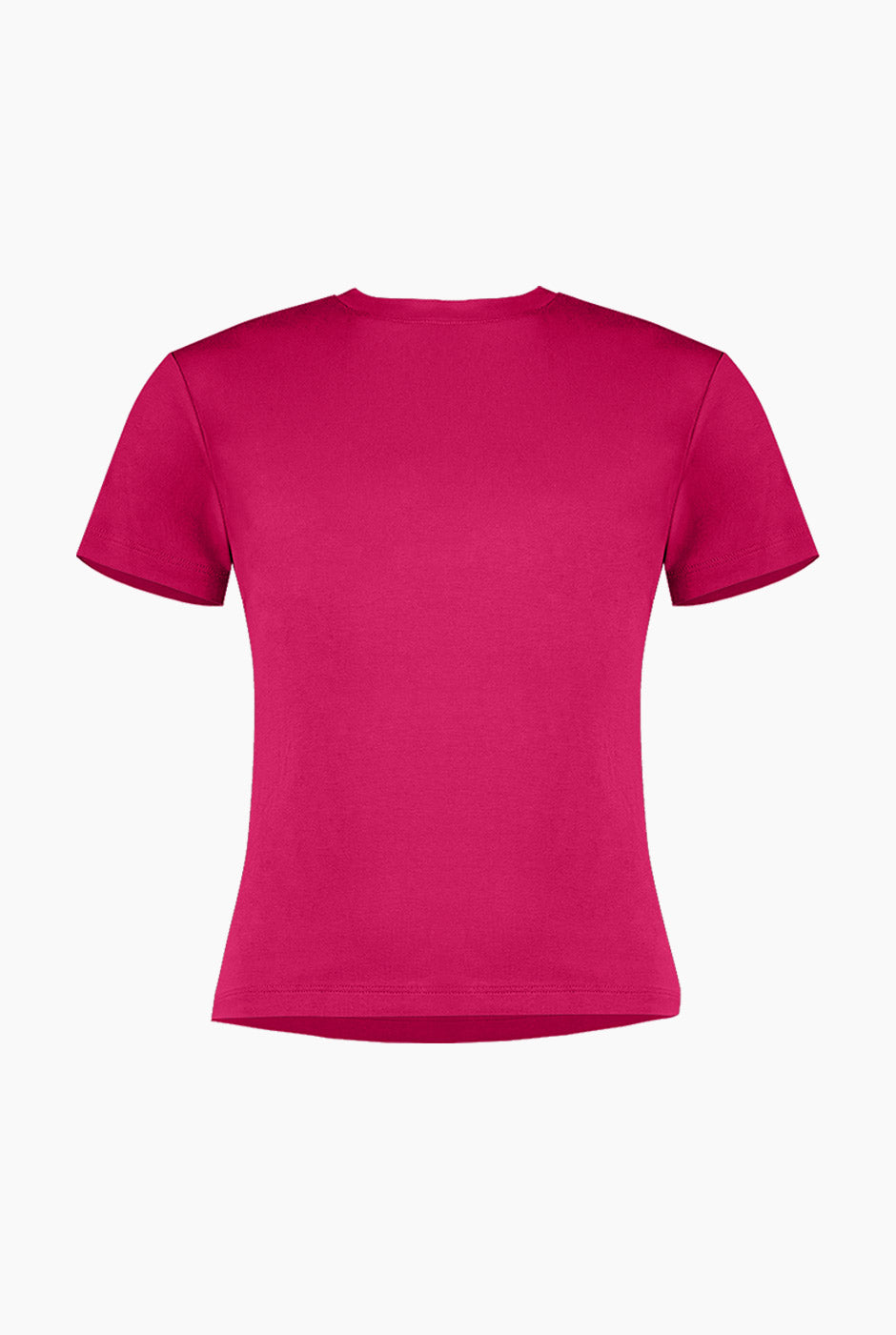 Playera básica fucsia con cuello redondo y manga corta