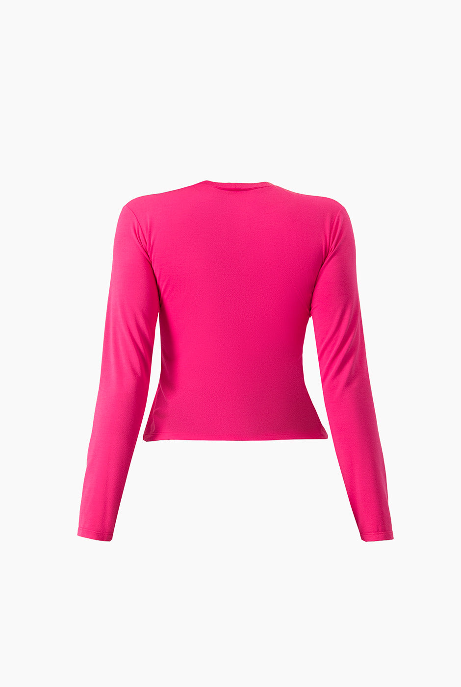 Playera básica rosa de manga larga con cuello redondo