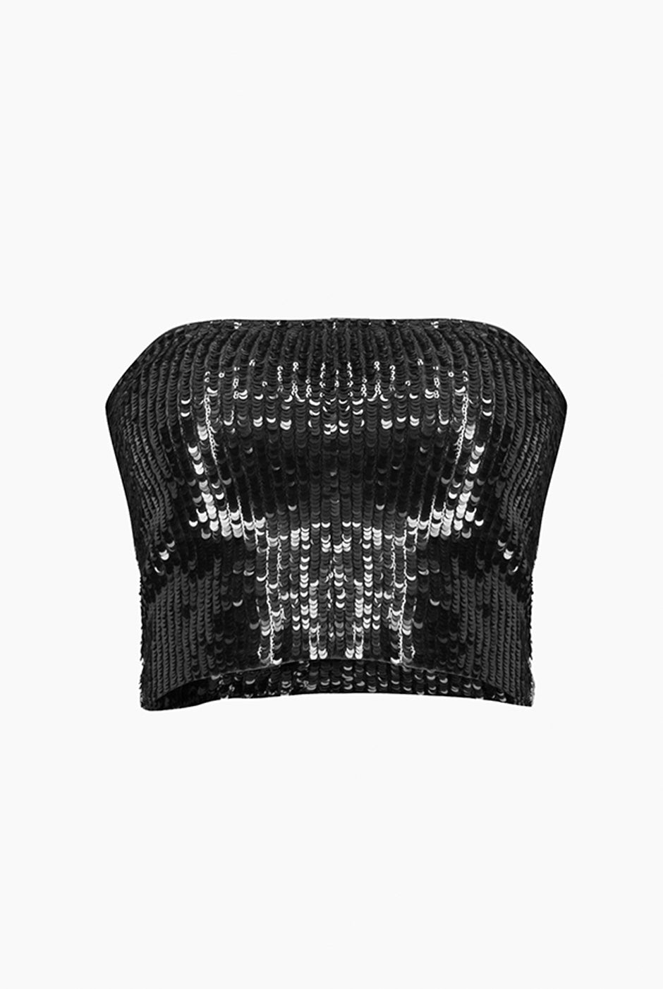 Top tubo negro con lentejuelas, sin mangas, entallado