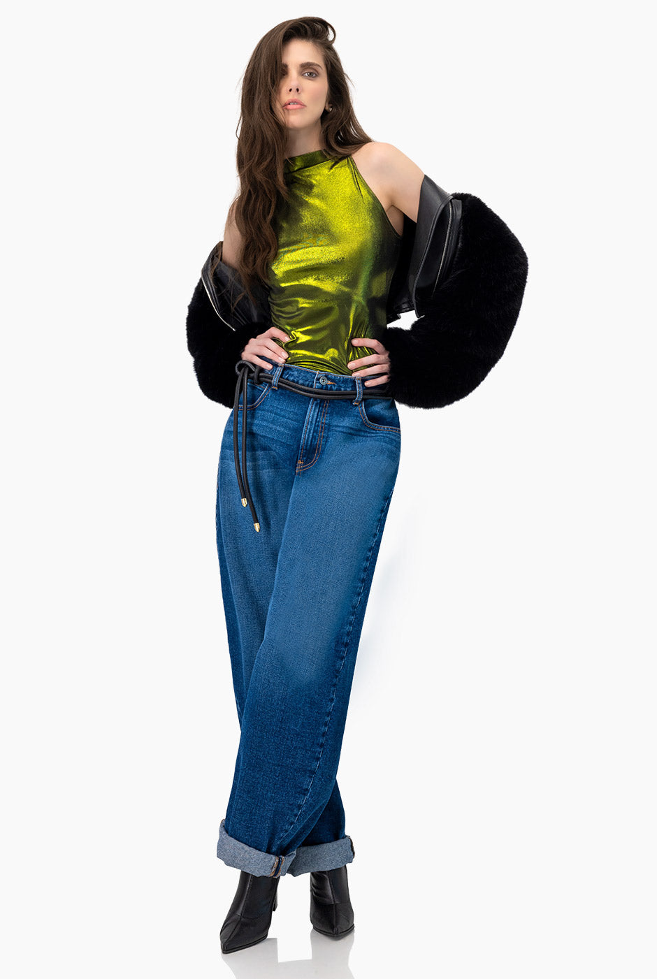 Body verde olivo sin mangas con cuello alto