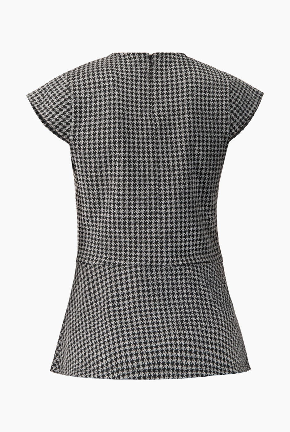 Blusa peplum negra con estampado elegante y manga tipo cap