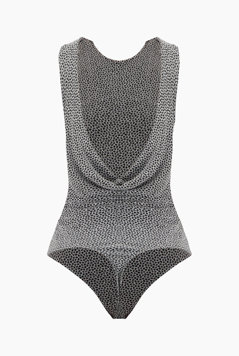 Body plateado sin mangas con drapeado en la espalda