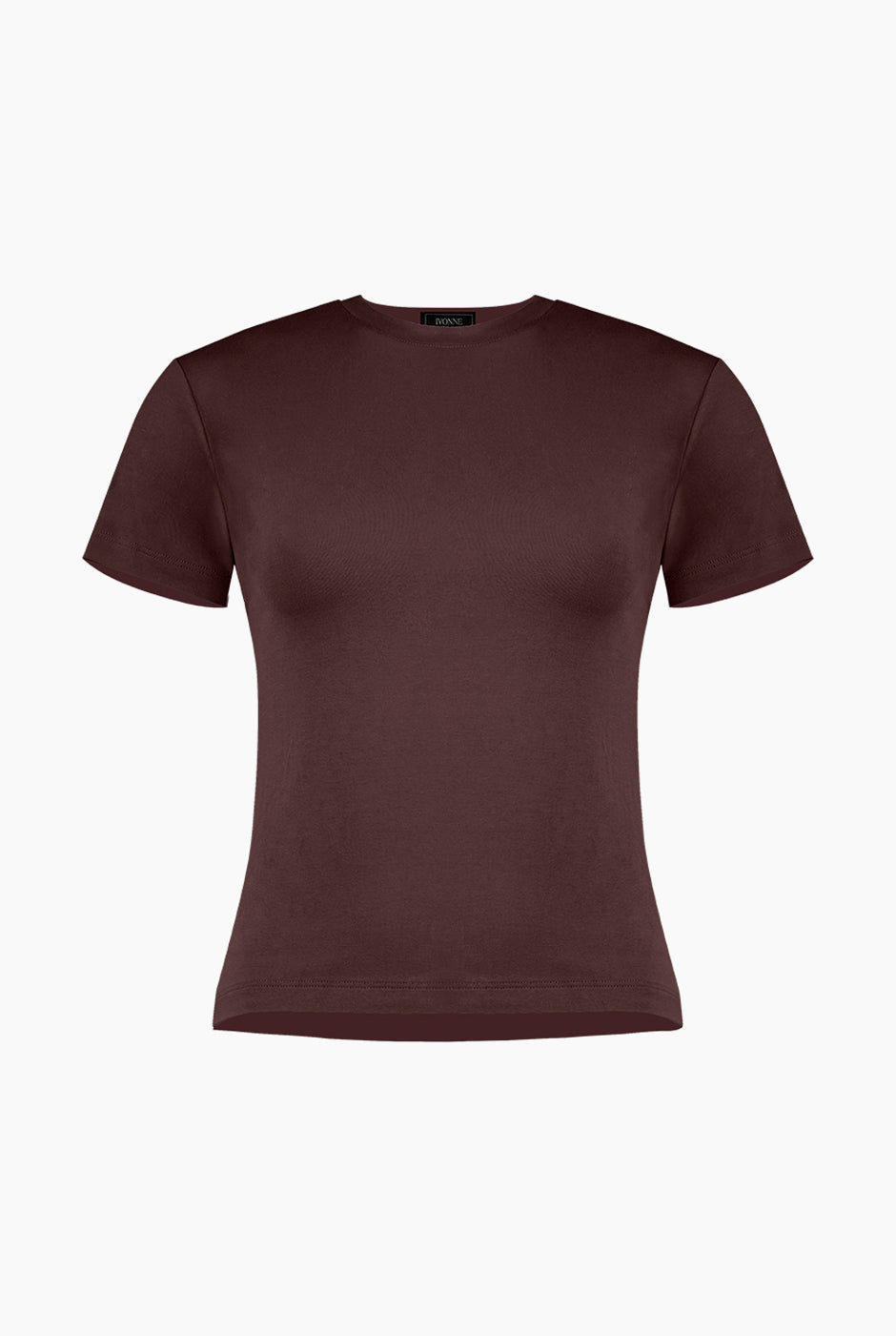 Playera básica café lisa de manga corta, estilo casual