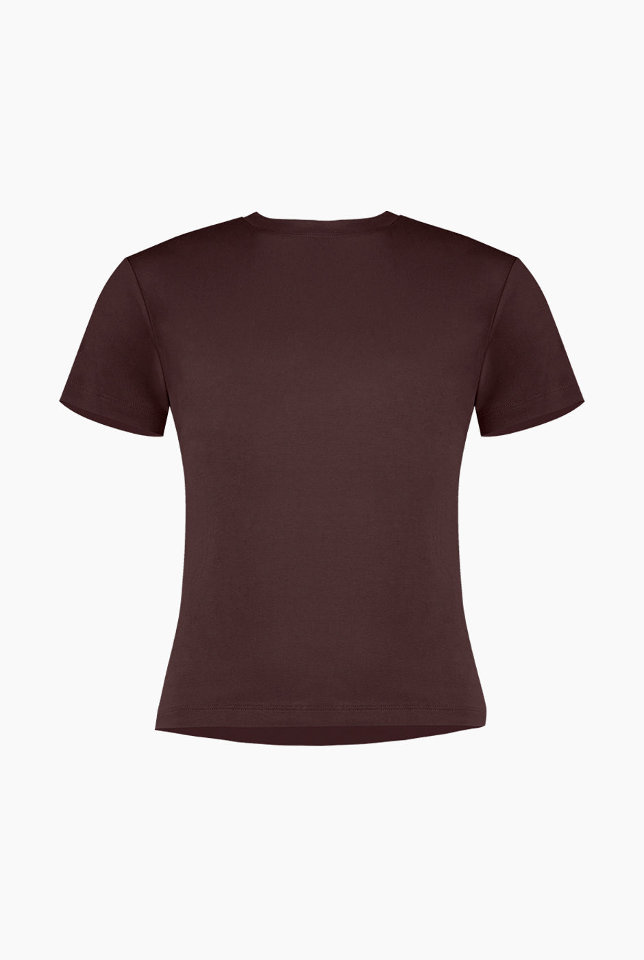 Playera básica café lisa de manga corta, estilo casual