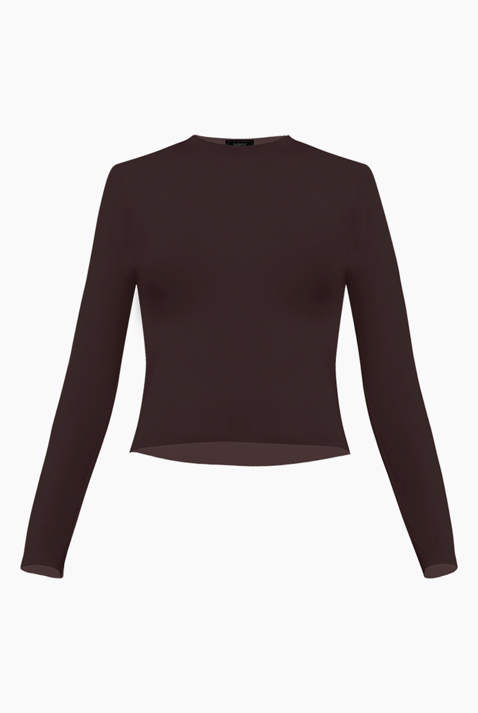 Playera básica lisa café manga larga ajustada