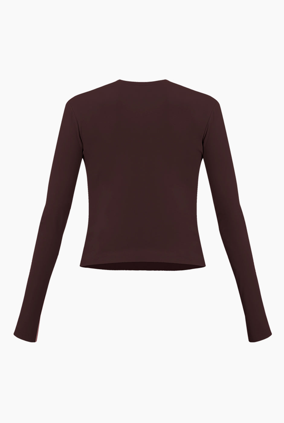 Playera básica lisa café manga larga ajustada