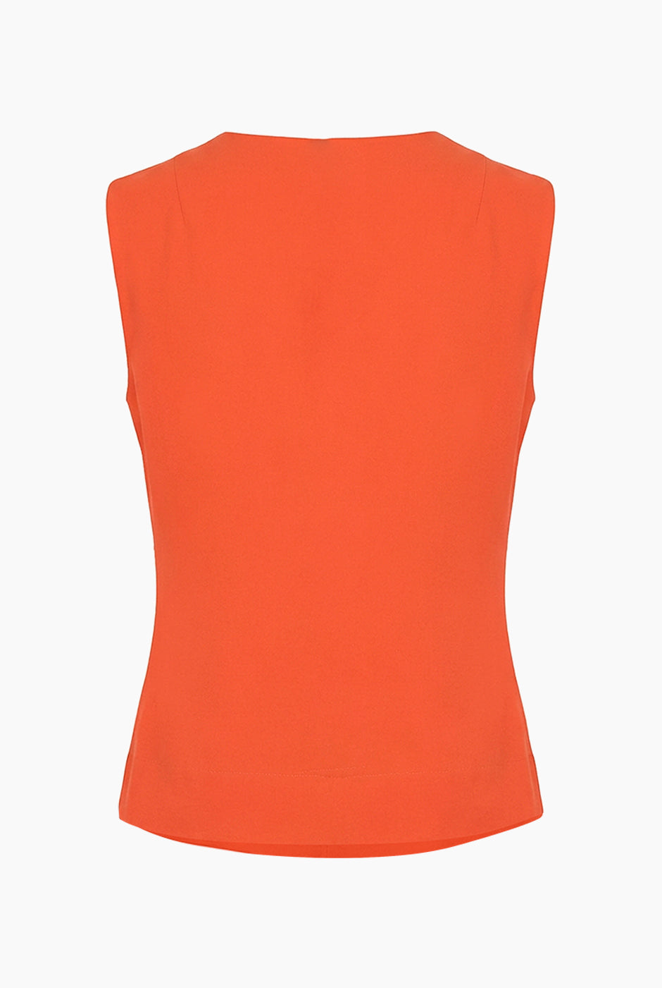 Blusa naranja sin mangas con escote en V y cuello redondo