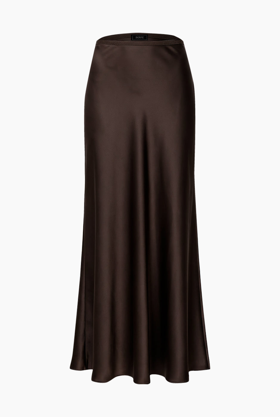 Falda midi lisa café con corte recto y elegante