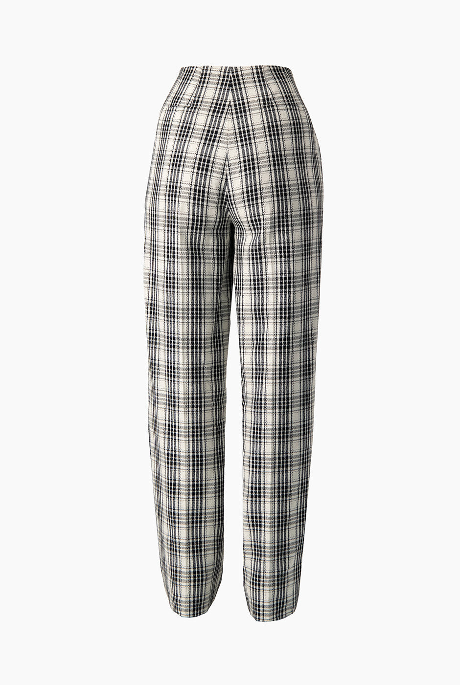 Pantalón amplio negro a cuadros con cierre y broche