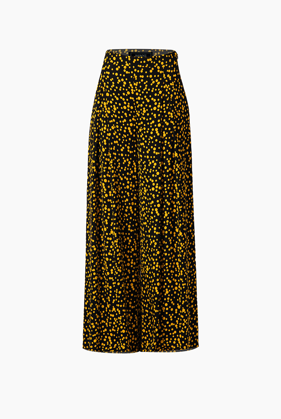 Pantalón negro de lunares amarillos con pierna amplia
