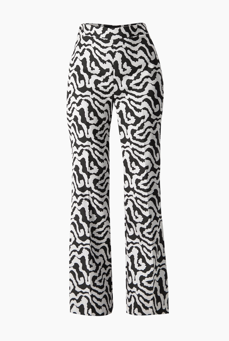 Pantalón recto plateado con estampado animal print y cierre lateral