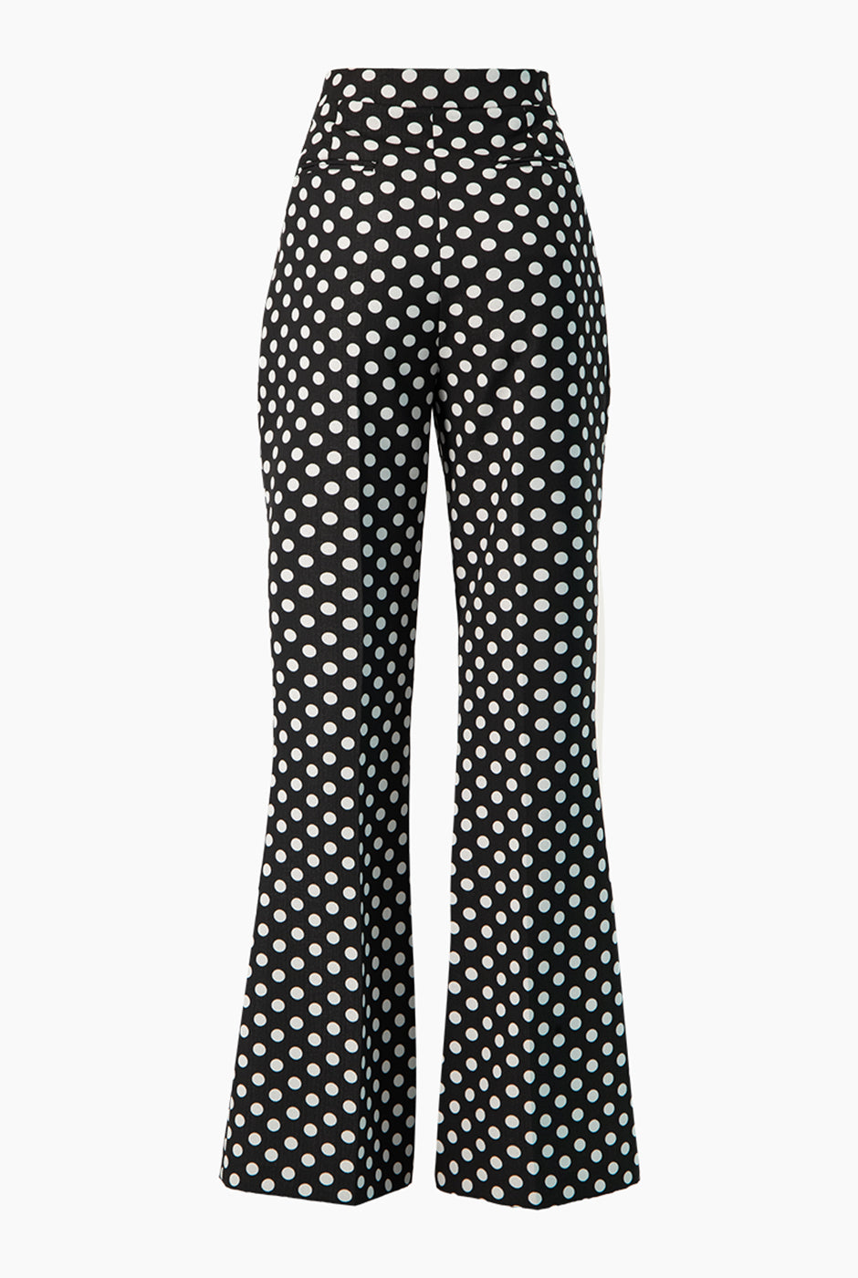 Pantalón campana negro con estampado de lunares