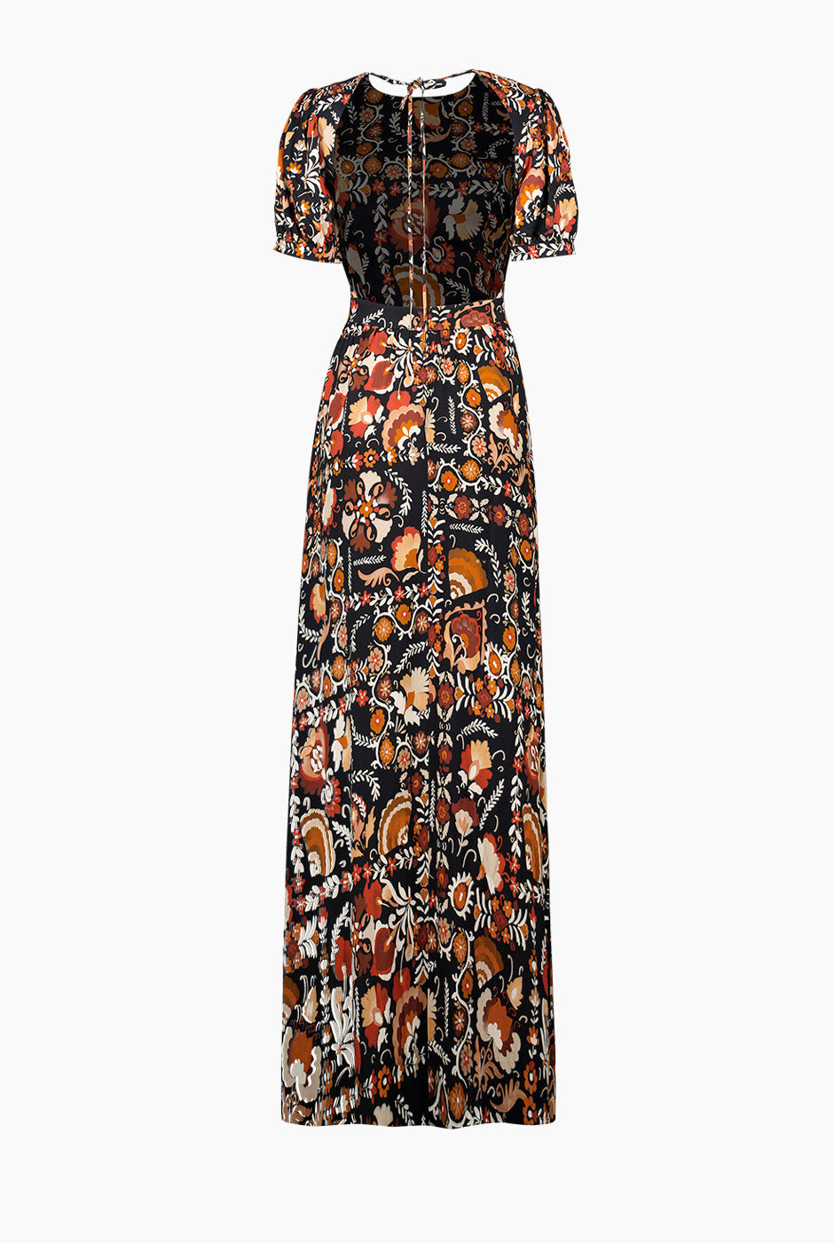 Maxi vestido multicolor con estampado floral y espalda descubierta