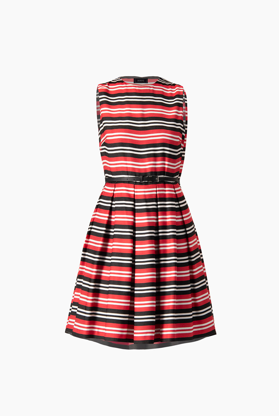 Vestido midi de rayas sin mangas, multicolor