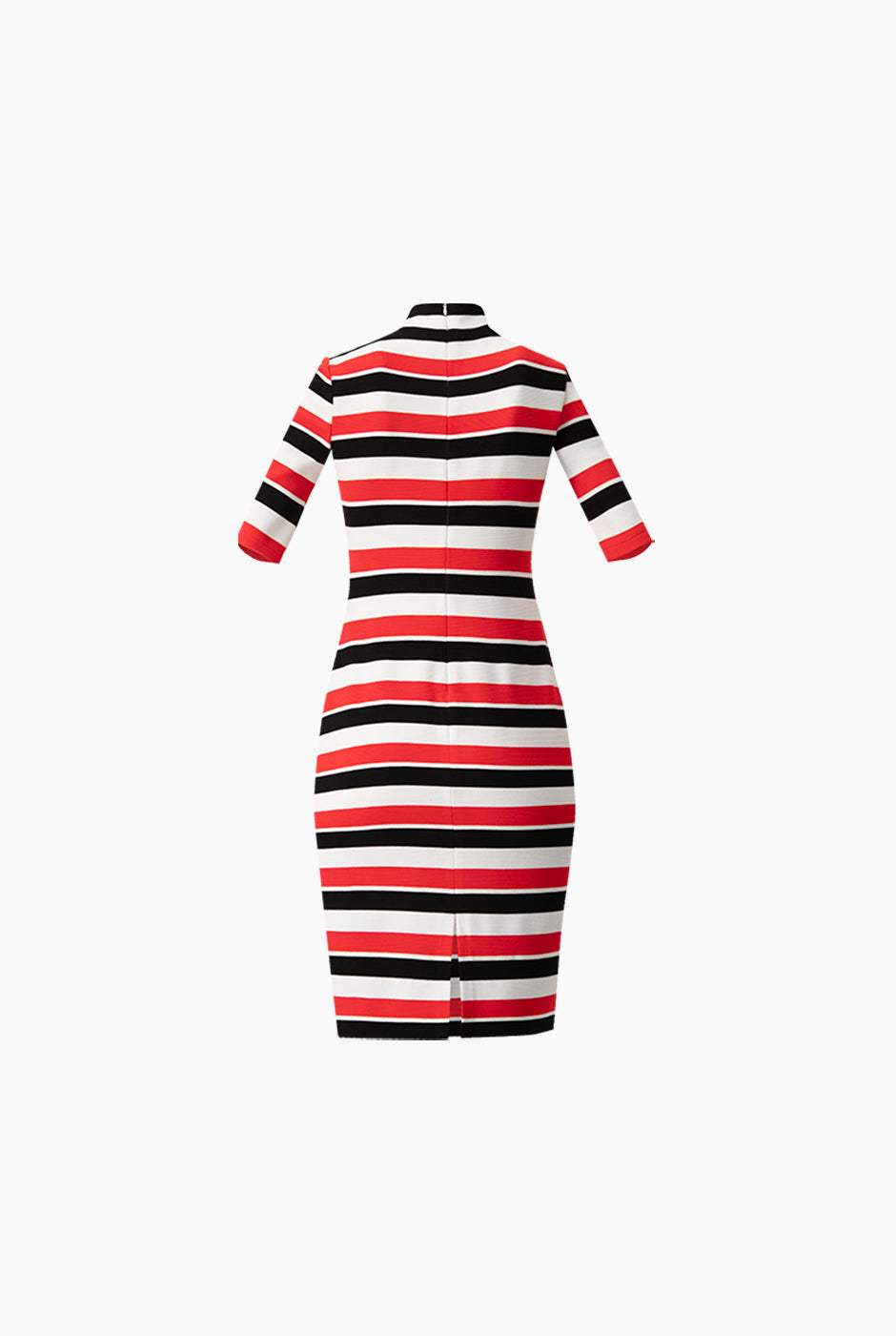 Vestido midi multicolor con rayas y abertura trasera