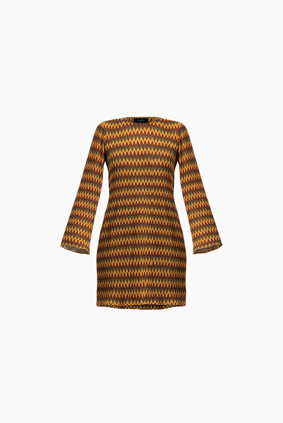 Vestido corto tejido multicolor con diadema y mangas largas