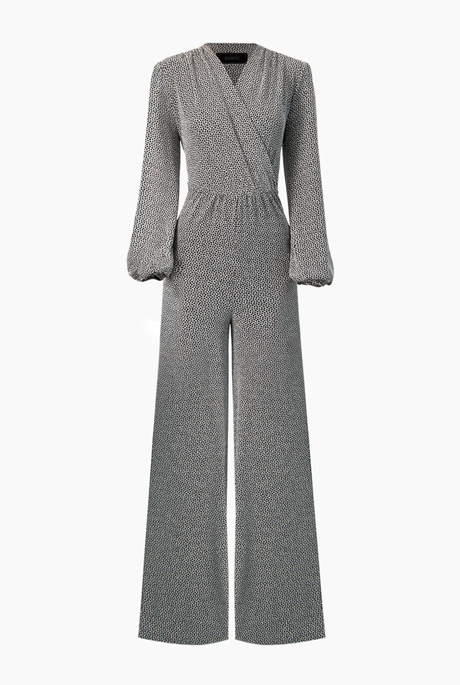 Jumpsuit plata con escote en V y mangas largas