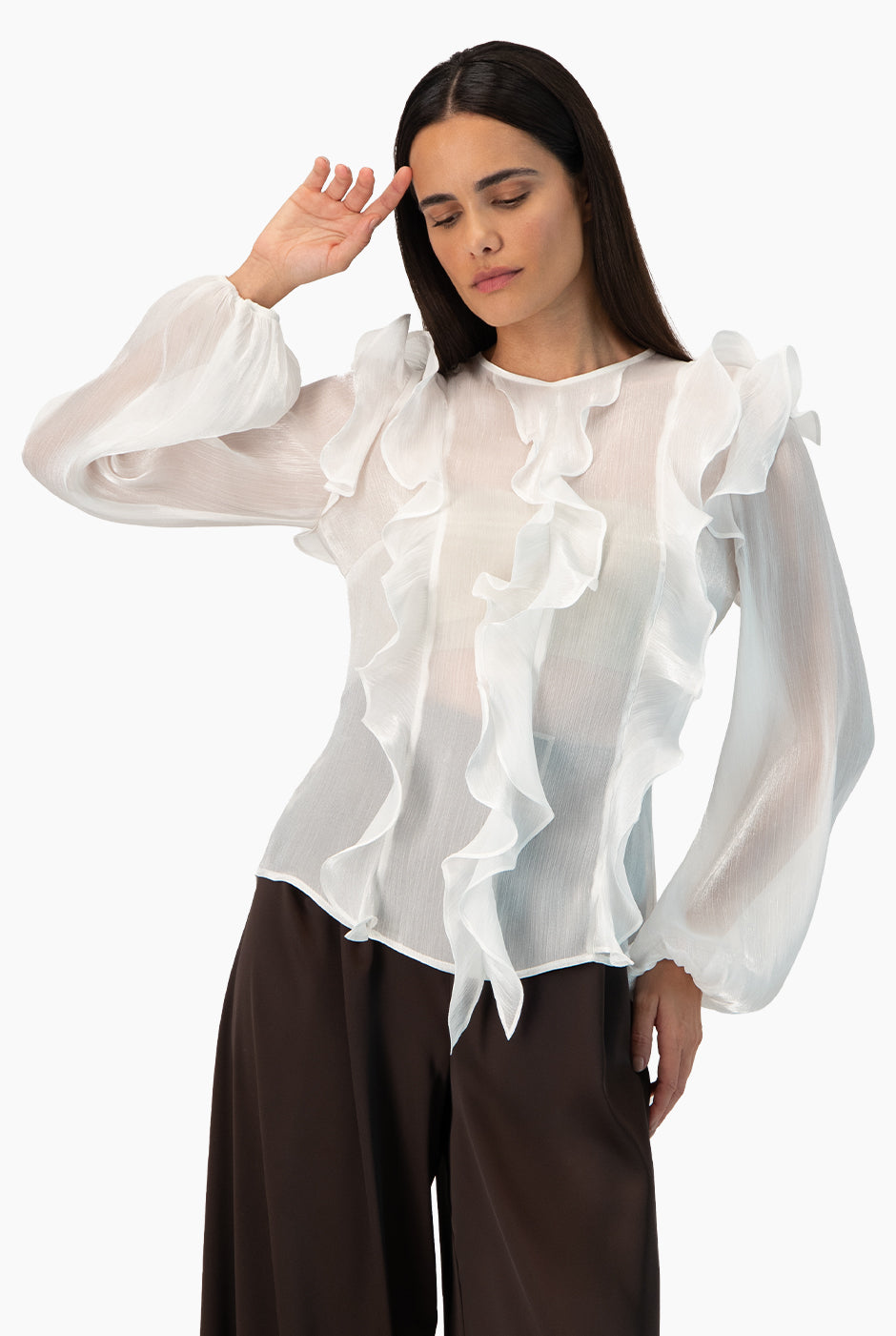 Blusa transparente de manga larga