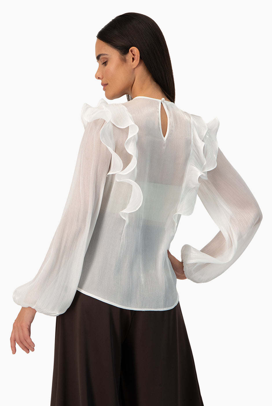 Blusa transparente de manga larga
