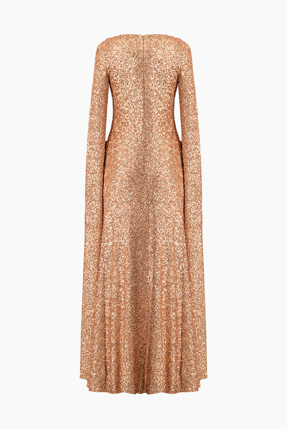 Vestido de noche rosa con lentejuelas y escote en V