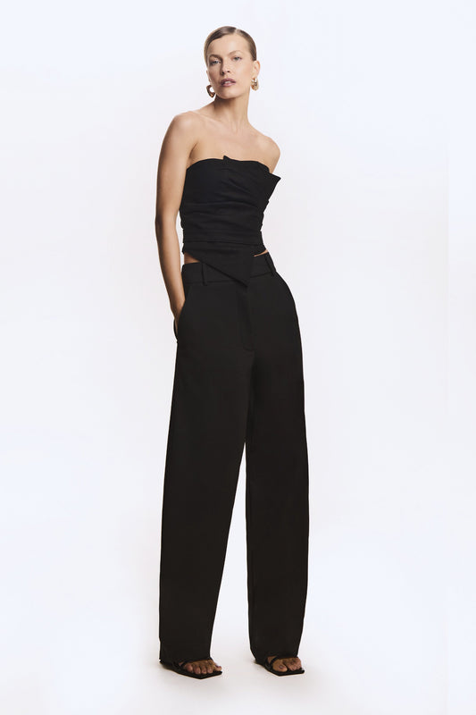 CALCA BAGGY ALFAIATARIA COM BOLSOS COSTAS PRETO